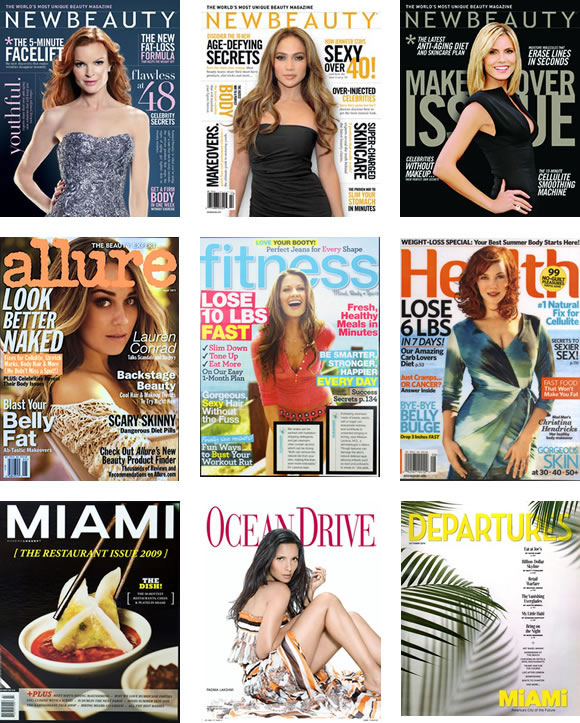 Health, Allure, Ocean Drive, Fitness, New Beauty, Miami Magazine